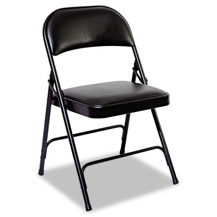 Alera Steel Folding Chair With Two Brace Support Padded Back Seat Graphite 4 Carton