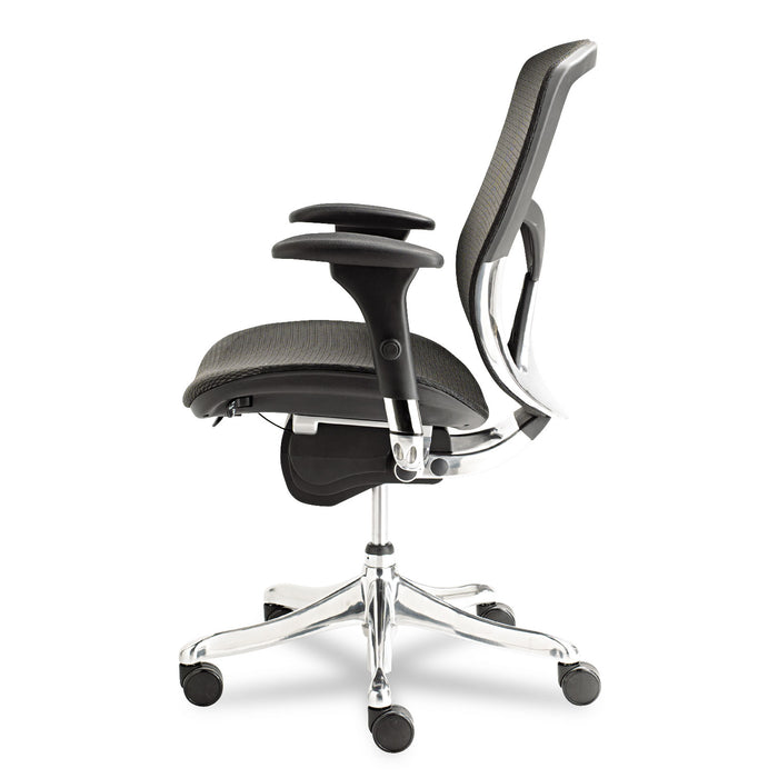 Alera EQ Series Ergonomic Multifunction Mid-Back Mesh Chair, Supports Up to 250 lb, Black Seat/Back, Aluminum Base