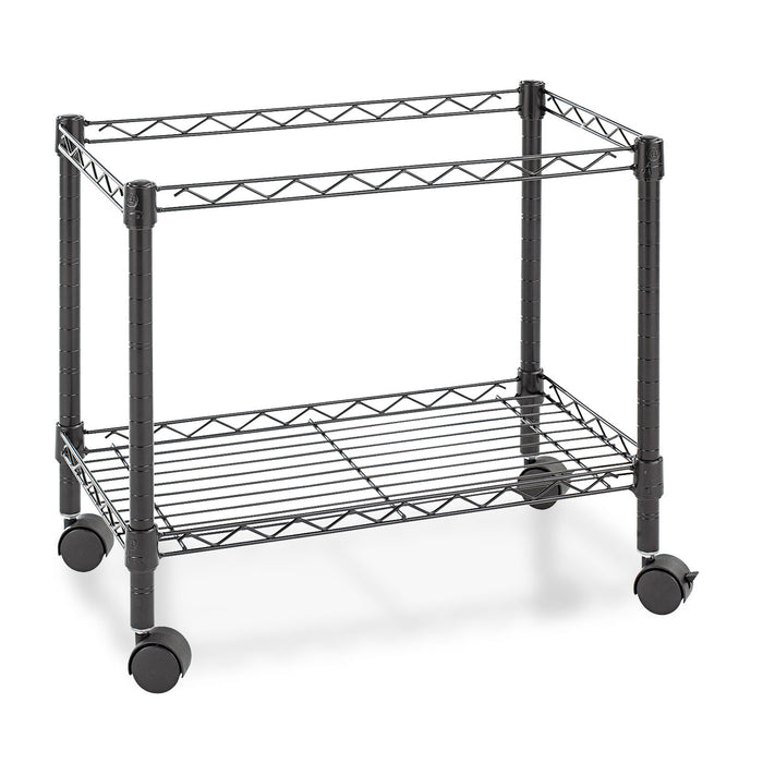 One-Tier File Cart for Side-to-Side Filing, Metal, 1 Shelf, 1 Bin, 24" x 14" x 21", Black