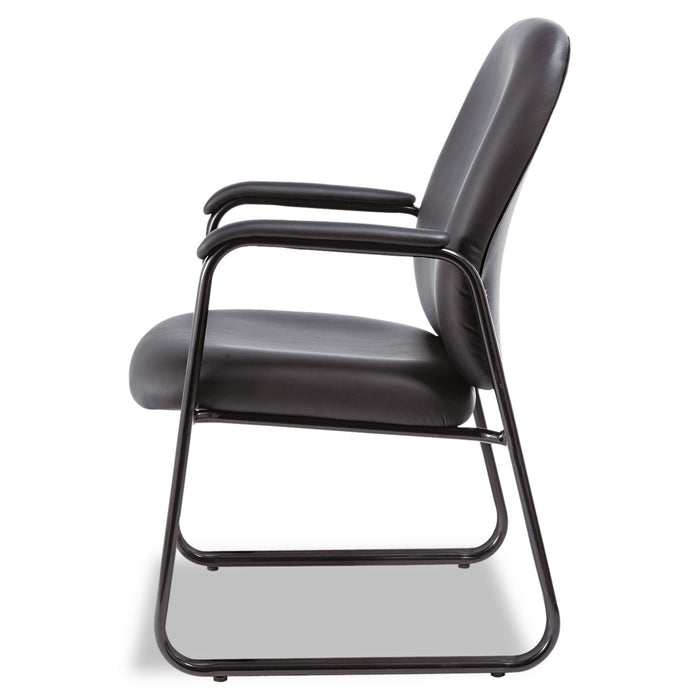 Alera Genaro Bonded Leather High-Back Guest Chair, 24.60" x 24.80" x 36.61", Black Seat, Black Back, Black Base