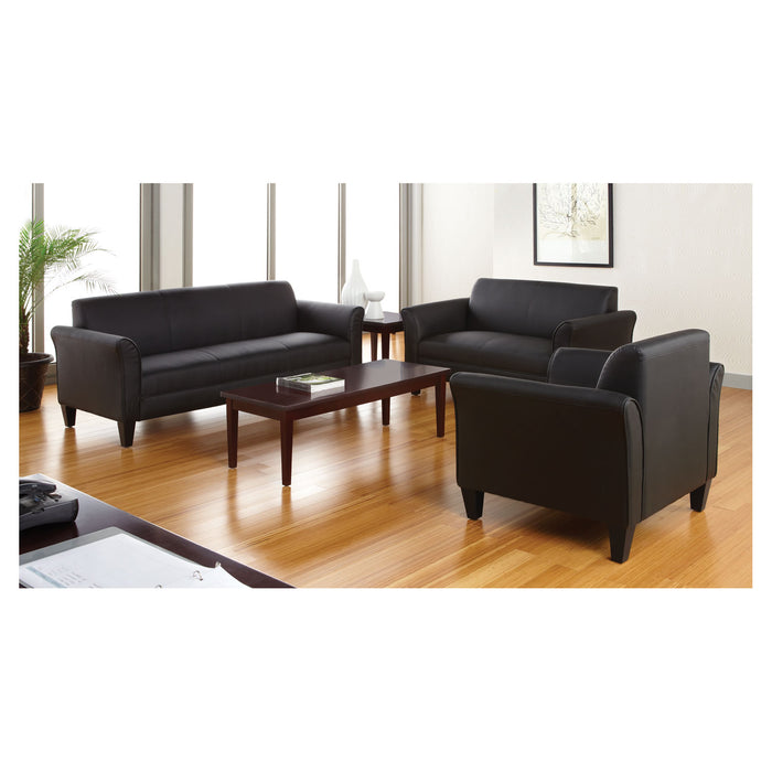 Alera Reception Lounge Sofa Series, Three-Cushion Sofa, 77" x 31.5" x 32", Black