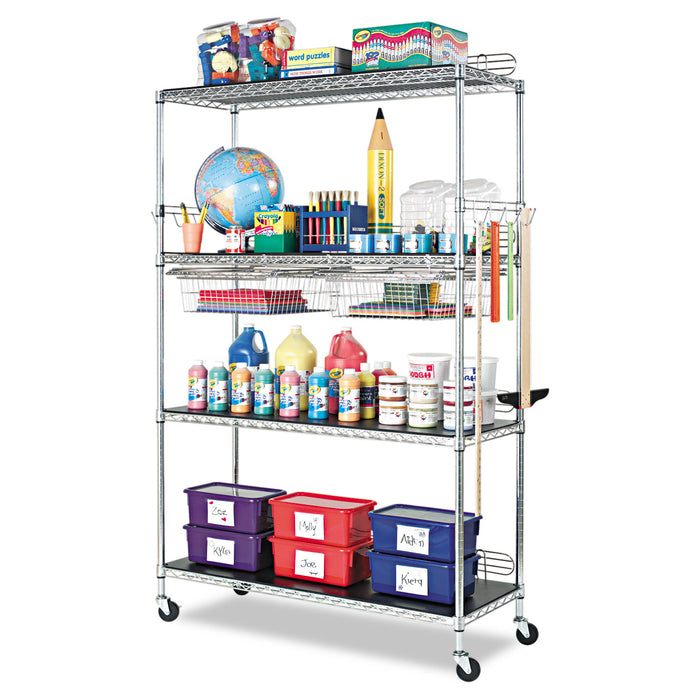 NSF Certified Industrial Four-Shelf Wire Shelving Kit, 36w x 24d x 72h, Silver