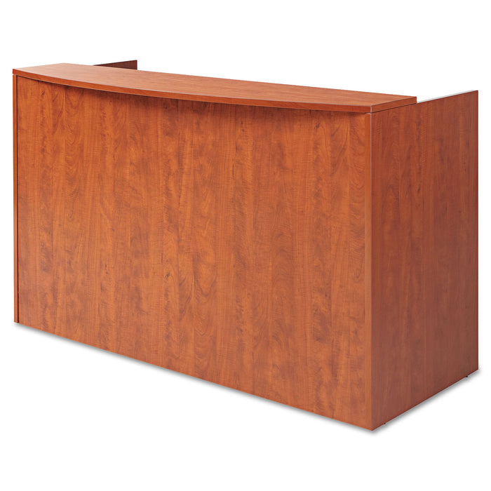 Alera Valencia Series Reception Desk with Transaction Counter, 71" x 35.5" x 29.5" to 42.5", Medium Cherry