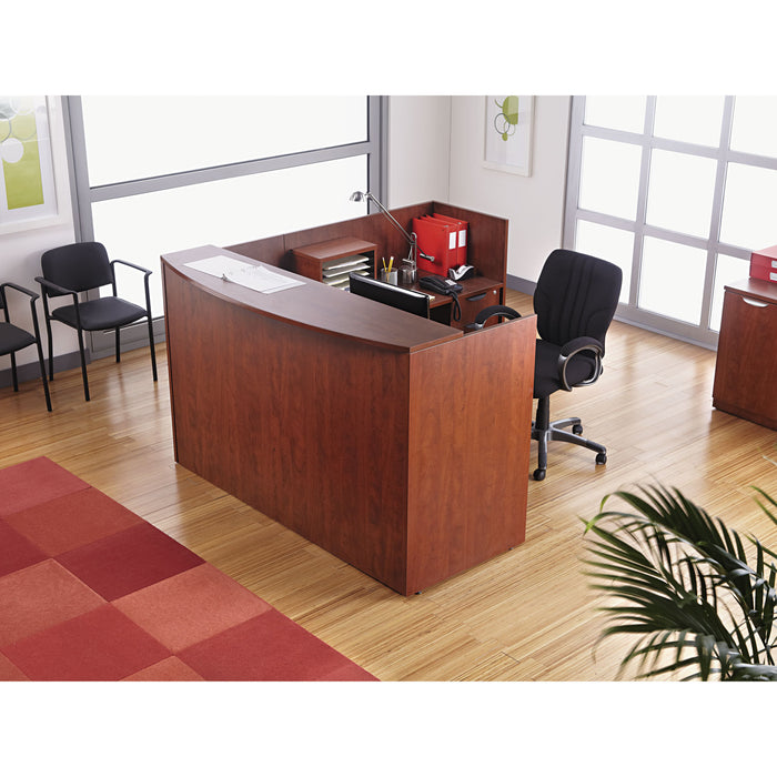 Alera Valencia Series Reception Desk with Transaction Counter, 71" x 35.5" x 29.5" to 42.5", Medium Cherry