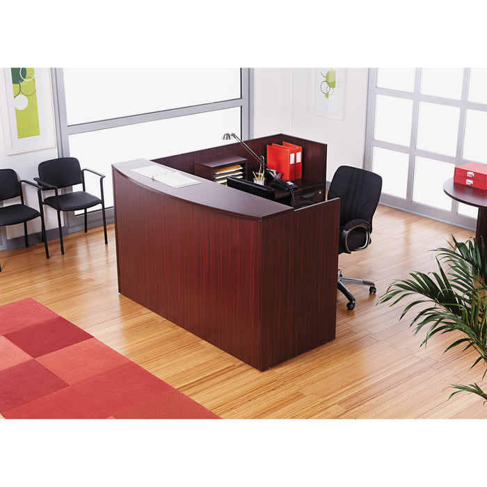 Alera Valencia Series Reception Desk with Transaction Counter, 71" x 35.5" x 29.5" to 42.5", Mahogany