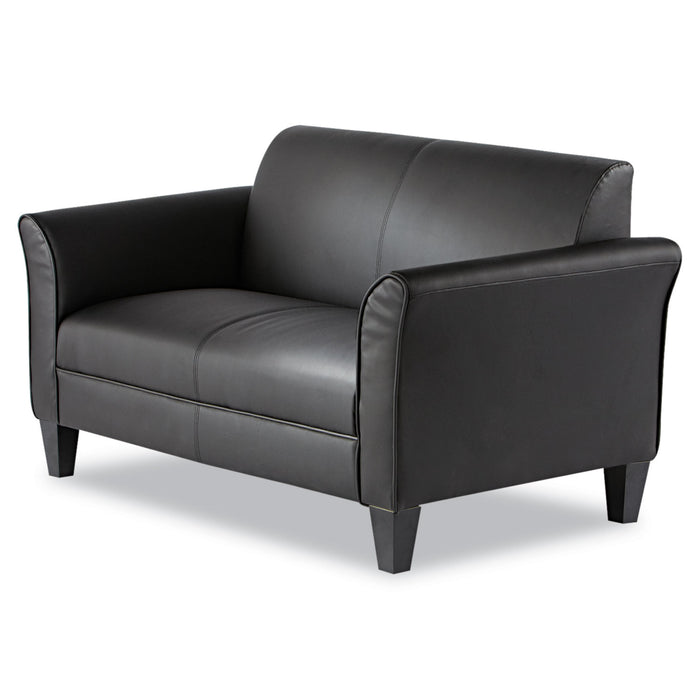 Alera Reception Lounge Sofa Series, Two-Cushion Loveseat, 55.5" x 31.5" x 33.07", Black