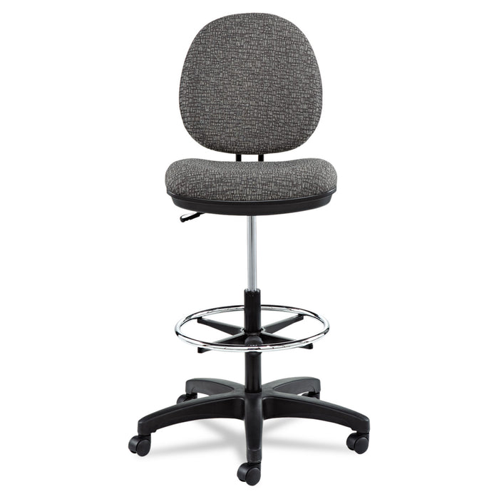 Alera Interval Series Swivel Task Stool, Supports 275 lb, 23.93" to 34.53" Seat Height, Graphite Gray Seat/Back, Black Base