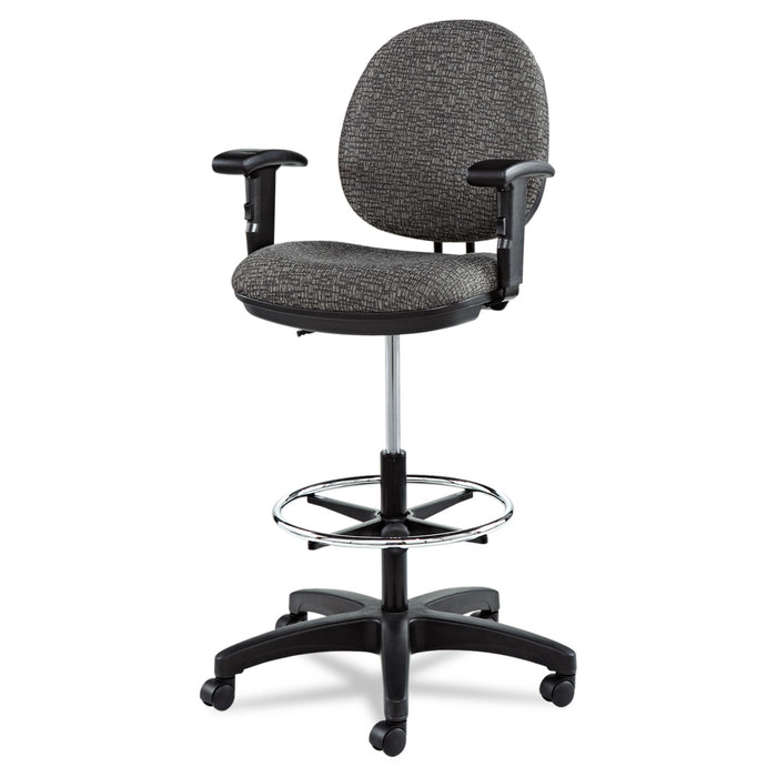 Alera Interval Series Swivel Task Stool, Supports 275 lb, 23.93" to 34.53" Seat Height, Graphite Gray Seat/Back, Black Base