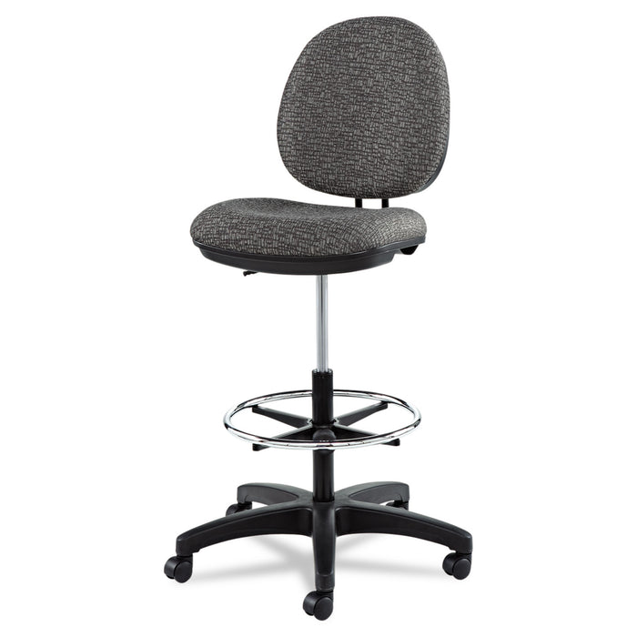 Alera Interval Series Swivel Task Stool, Supports 275 lb, 23.93" to 34.53" Seat Height, Graphite Gray Seat/Back, Black Base