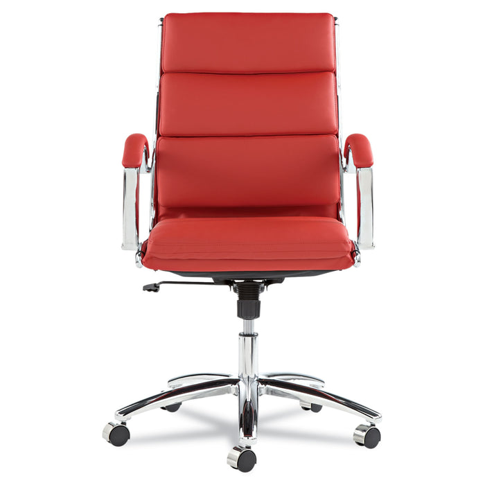 Alera Neratoli Mid-Back Slim Profile Chair, Faux Leather, Supports Up to 275 lb, Red Seat/Back, Chrome Base