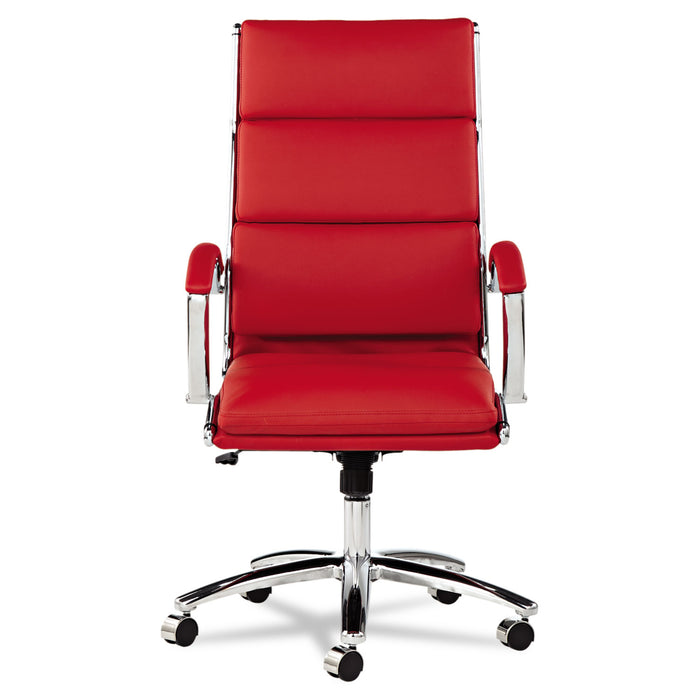 Alera Neratoli High-Back Slim Profile Chair, Faux Leather, Up to 275 lb, 17.32" to 21.25" Seat Height, Red Seat/Back, Chrome