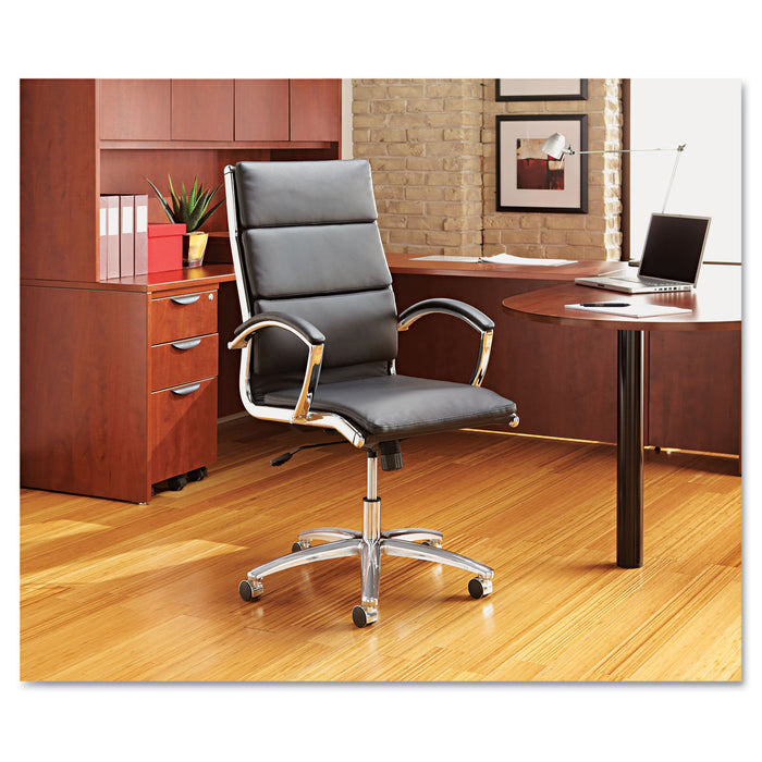 Alera Neratoli Mid-Back Slim Profile Chair, Faux Leather, Supports Up to 275 lb, Black Seat/Back, Chrome Base