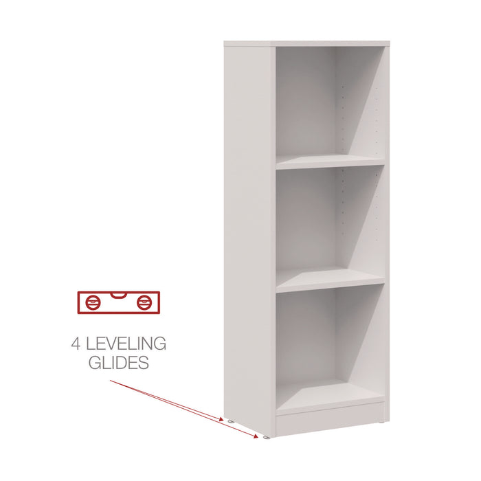 Three-Shelf Narrow-Footprint Bookcase, 15.75" x 11.42" x 44.33", White