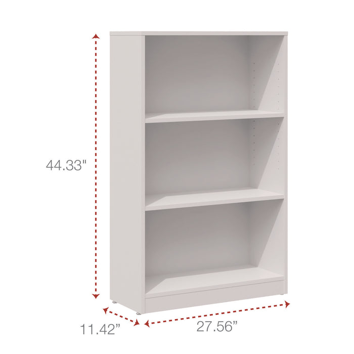 Three-Shelf Bookcase, 27.56" x 11.42" x 44.33", White