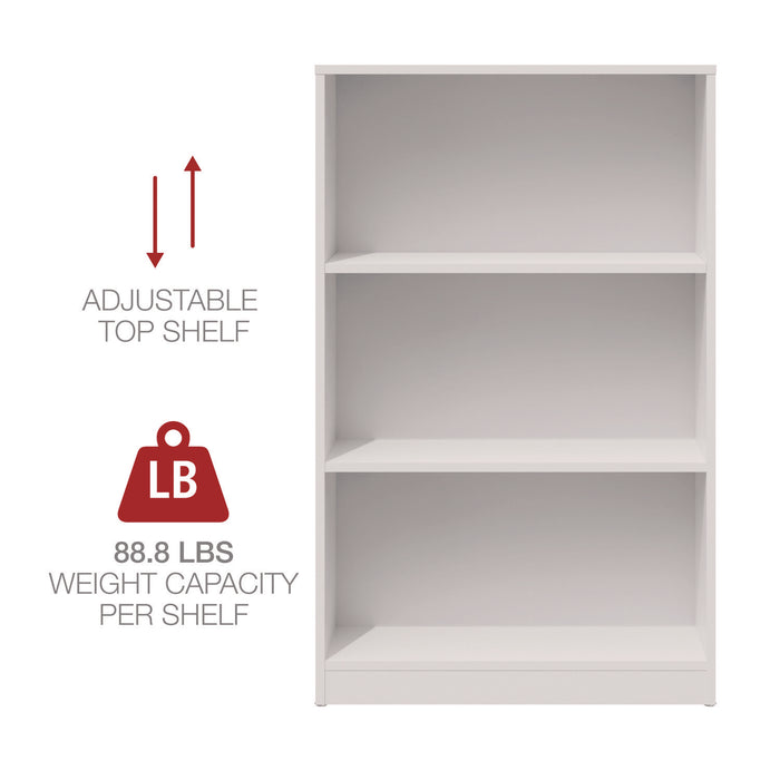 Three-Shelf Bookcase, 27.56" x 11.42" x 44.33", White