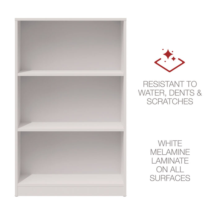 Three-Shelf Bookcase, 27.56" x 11.42" x 44.33", White