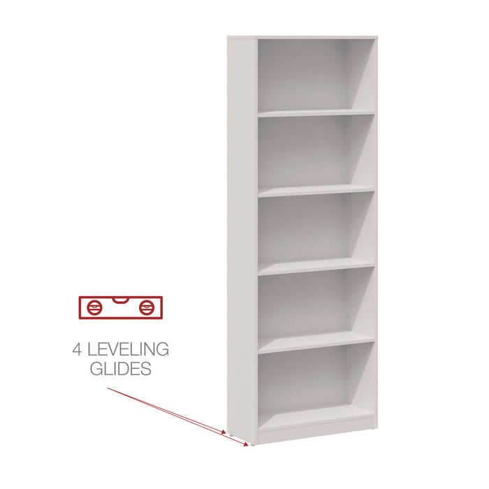 Five-Shelf Bookcase, 27.56" x 11.42" x 77.56", White