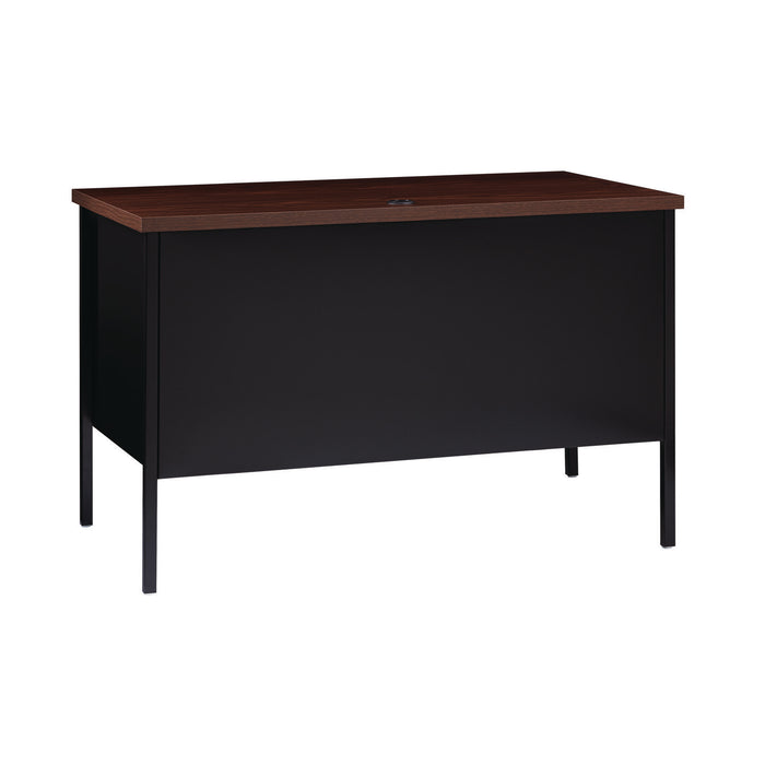 Single Pedestal Steel Desk, 45.5" x 24" x 29.5", Mocha/Black, Black Legs