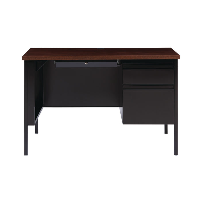 Single Pedestal Steel Desk, 45.5" x 24" x 29.5", Mocha/Black, Black Legs