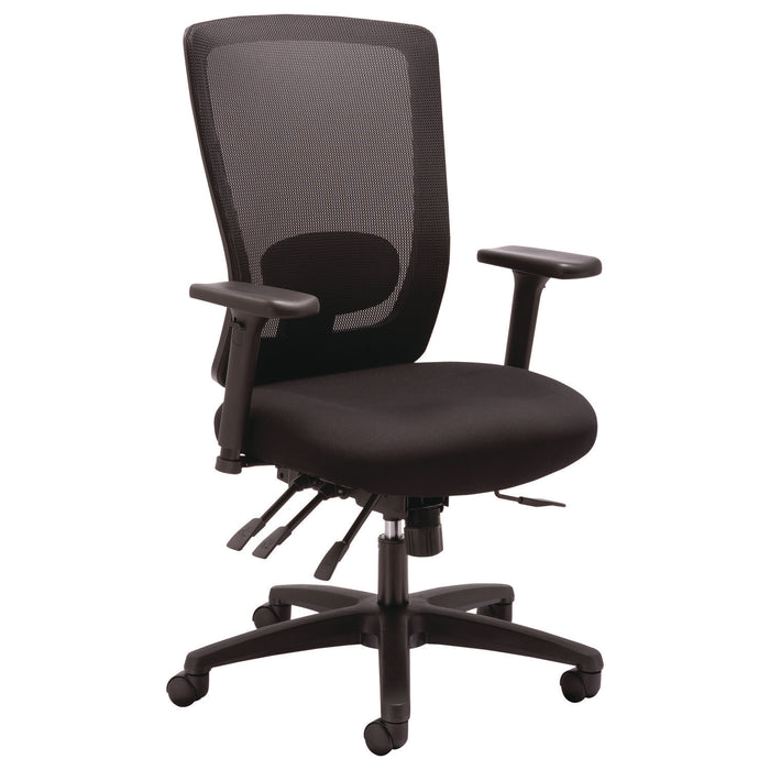 Alera Envy Series Mesh High-Back Multifunction Chair, Supports Up to 250 lb, 16.88" to 21.5" Seat Height, Black