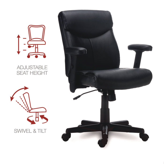 Alera Harthope Leather Task Chair, Supports Up to 275 lb, Black Seat/Back, Black Base