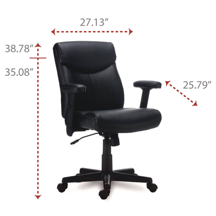 Alera Harthope Leather Task Chair, Supports Up to 275 lb, Black Seat/Back, Black Base