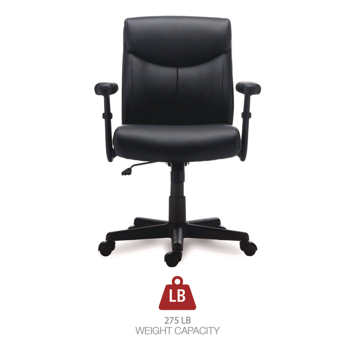 Alera Harthope Leather Task Chair, Supports Up to 275 lb, Black Seat/Back, Black Base