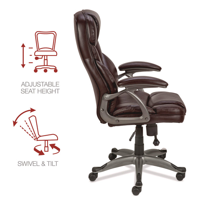 Alera Birns Series High-Back Task Chair, Supports Up to 250 lb, 18.11" to 22.05" Seat Height, Brown Seat/Back, Chrome Base