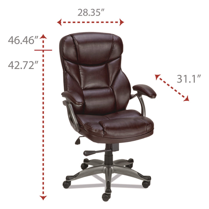 Alera Birns Series High-Back Task Chair, Supports Up to 250 lb, 18.11" to 22.05" Seat Height, Brown Seat/Back, Chrome Base