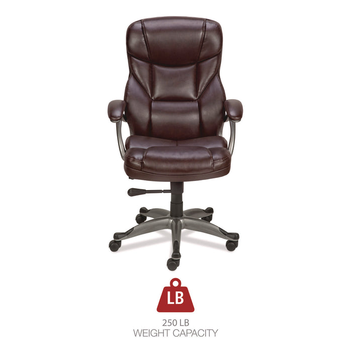 Alera Birns Series High-Back Task Chair, Supports Up to 250 lb, 18.11" to 22.05" Seat Height, Brown Seat/Back, Chrome Base