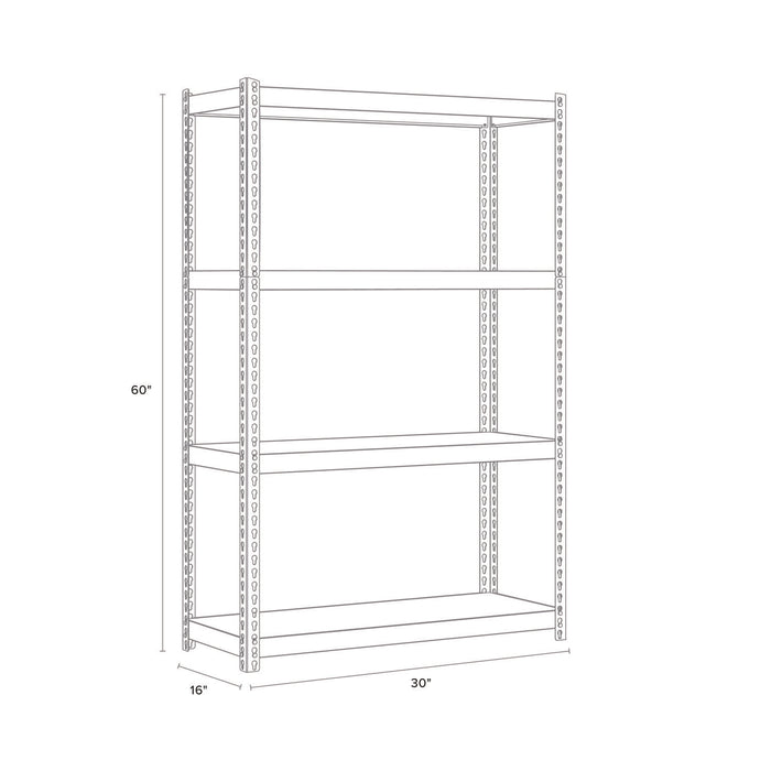 Steel Shelving with Particleboard Shelves, Four-Shelf, 30w x 16d x 60h, Steel, Black