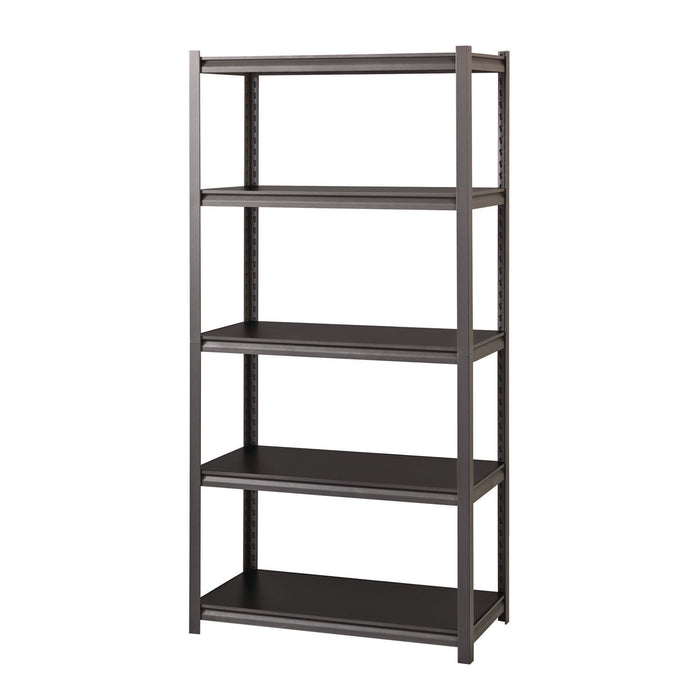 Steel Shelving Unit with Laminate Shelves, Five-Shelf, 36w x 18d x 72h, Steel, Black/Gun Metal Gray