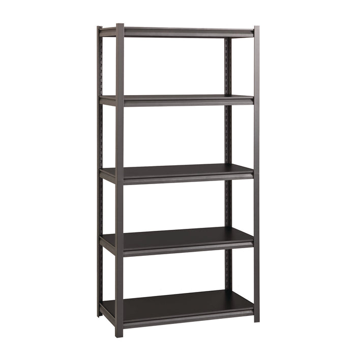 Steel Shelving Unit with Laminate Shelves, Five-Shelf, 36w x 18d x 72h, Steel, Black/Gun Metal Gray