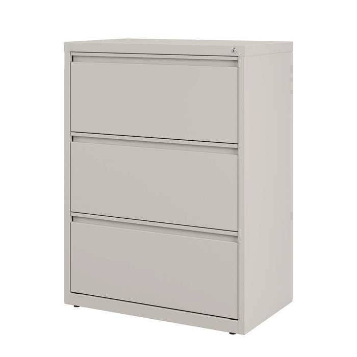 Lateral File, 3 Legal/Letter-Size File Drawers, Light Gray, 30" x 18.62" x 40.25"