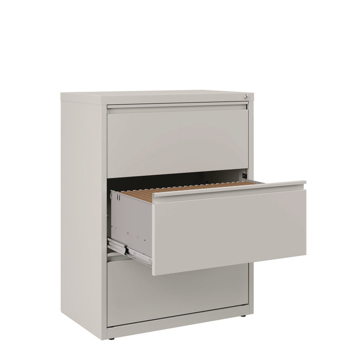 Lateral File, 3 Legal/Letter-Size File Drawers, Light Gray, 30" x 18.62" x 40.25"