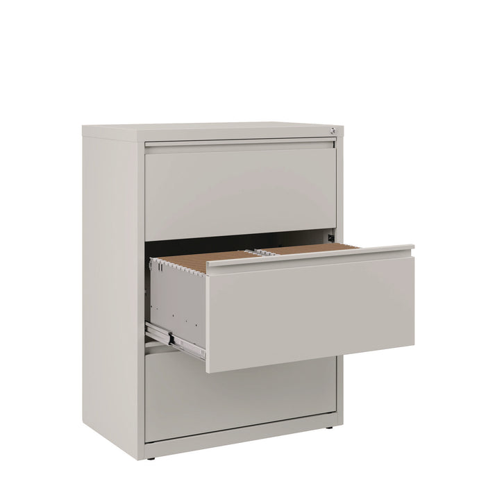 Lateral File, 3 Legal/Letter-Size File Drawers, Light Gray, 30" x 18.62" x 40.25"