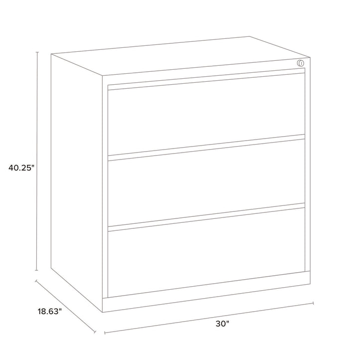 Lateral File, 3 Legal/Letter-Size File Drawers, Light Gray, 30" x 18.62" x 40.25"