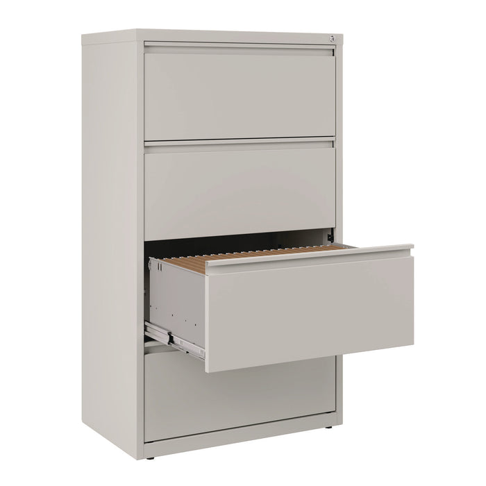 Lateral File, 4 Legal/Letter-Size File Drawers, Light Gray, 30" x 18.62" x 52.5"