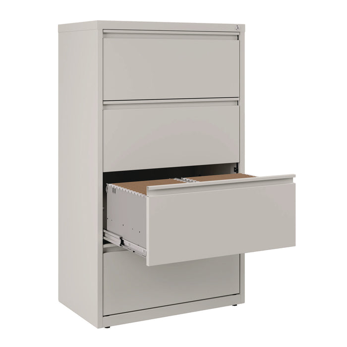 Lateral File, 4 Legal/Letter-Size File Drawers, Light Gray, 30" x 18.62" x 52.5"