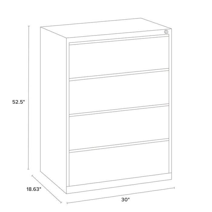 Lateral File, 4 Legal/Letter-Size File Drawers, Light Gray, 30" x 18.62" x 52.5"