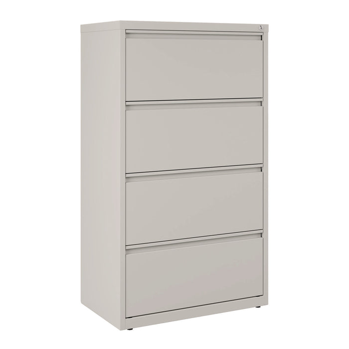 Lateral File, 4 Legal/Letter-Size File Drawers, Light Gray, 30" x 18.62" x 52.5"