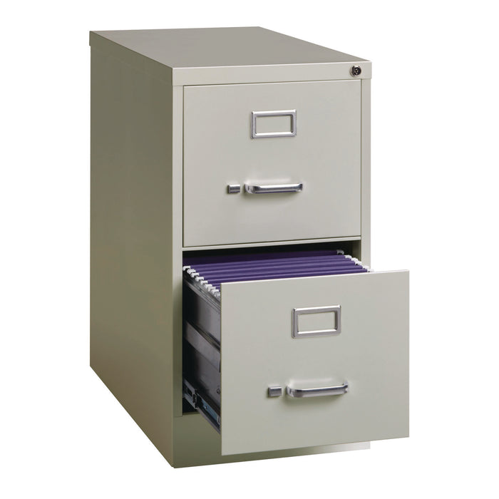 Two-Drawer Economy Vertical File, 2 Letter-Size File Drawers, Light Gray, 15" x 25" x 28.38"