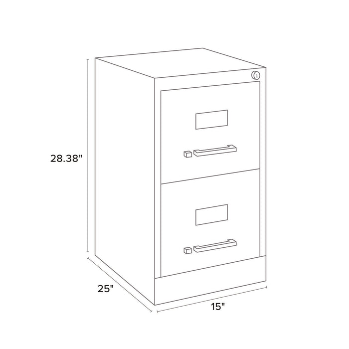 Two-Drawer Economy Vertical File, 2 Letter-Size File Drawers, Light Gray, 15" x 25" x 28.38"