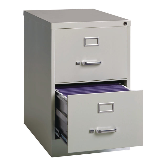 Two-Drawer Economy Vertical File, 2 Legal-Size File Drawers, Light Gray, 15" x 25" x 28.38"