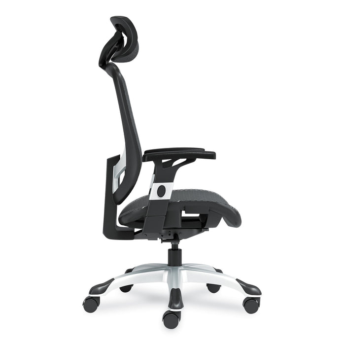 Minerva Ergonomic Mesh Swivel Task Chair, Supports Up to 275 lb, 17.24 to 20.98 Seat Height, Black Seat/Back, Black Base