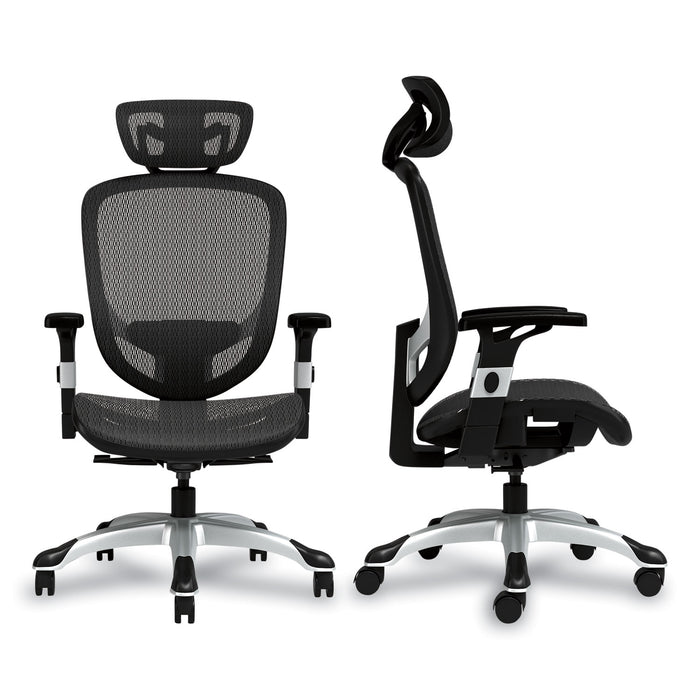 Minerva Ergonomic Mesh Swivel Task Chair, Supports Up to 275 lb, 17.24 to 20.98 Seat Height, Black Seat/Back, Black Base