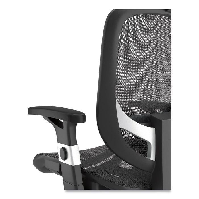 Minerva Ergonomic Mesh Swivel Task Chair, Supports Up to 275 lb, 17.24 to 20.98 Seat Height, Black Seat/Back, Black Base