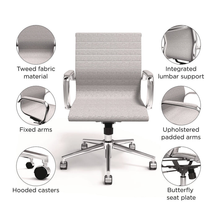 Siskin Fabric Managers Chair, Supports Up to 275 lb, 16.93 to 20.67 Seat Height, Gray Seat, Gray Back, Chrome Base