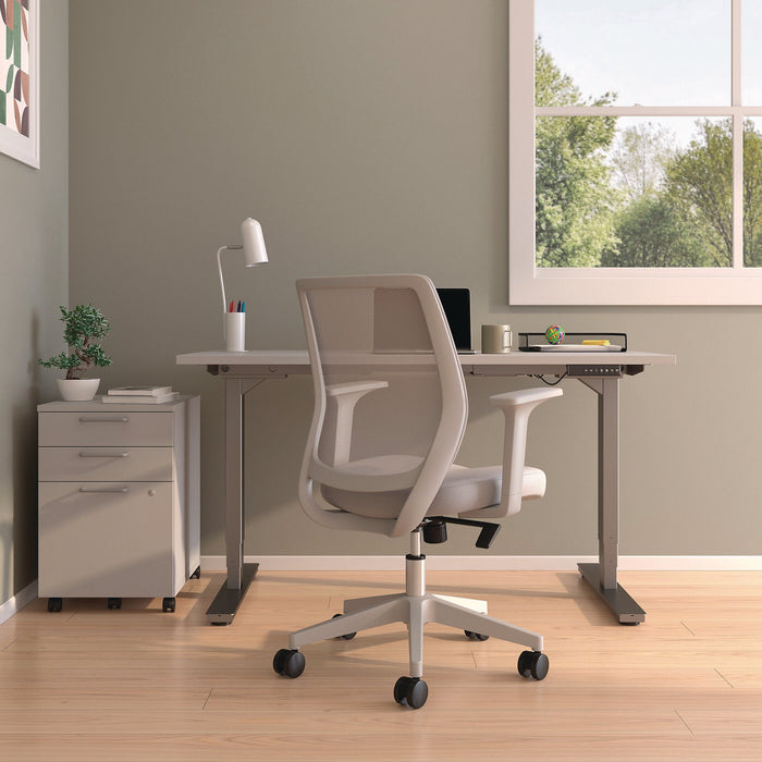 Wessex Ergonomic Fabric Mesh Swivel Task Chair, Supports Up to 275 lb, 17.09 to 20.83 Seat Height, Gray Seat/Back, White Base