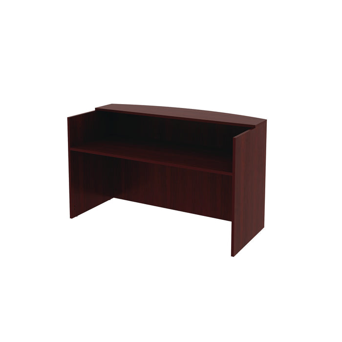 Alera Valencia Series Reception Desk with Transaction Counter, 71" x 35.5" x 29.5" to 42.5", Mahogany